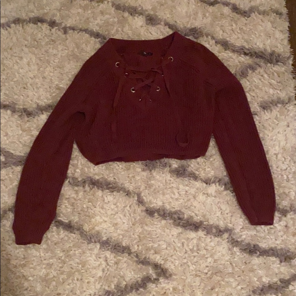 Kendall and Kylie cropped knit sweater
